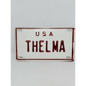 U.S.A Thelma Personalized White Red Collectible Mini License Bicycle Plate